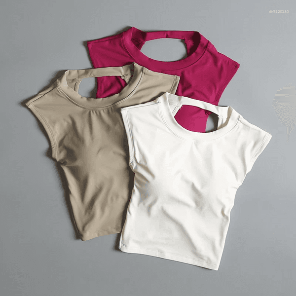 Women's Tanks Sexy Short Backless Fixed Chest Pad Sports T-shirt Vest Tight Fitting Quick Drying Slimming Yoga Suit Top Clothing