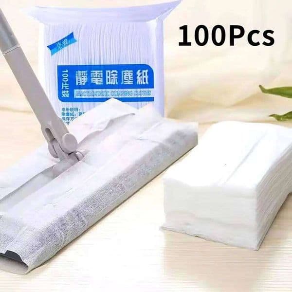 100Pcs 30x20cm Disposable Electrostatic Dust Removal Mop Paper Home Wipes Tiles Cleaning Cloth Accessories 26Y0410
