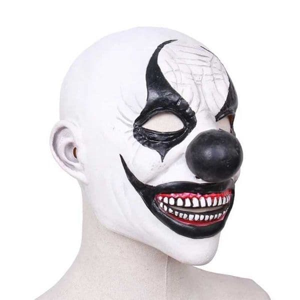 Realistic Latex Black Smiling Clown Mask Halloween Headgear Party Cosplay Scary Props L260526