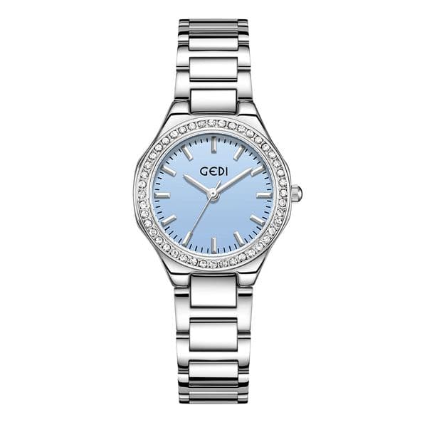 2026 Women's zd Watch Fashion Round Disk Rhinestone Women's Watch Commuter Steel Band Watch New Minimalist Quartz Watch