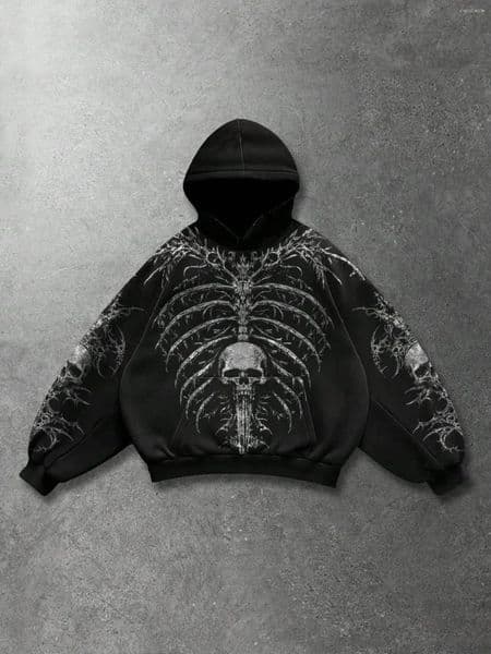 Men's Hoodies Gothic Dark Skull Men Oversized Sweatshirt Couples Punk Tops Streetwear Goth Harajuku Women Clothing
