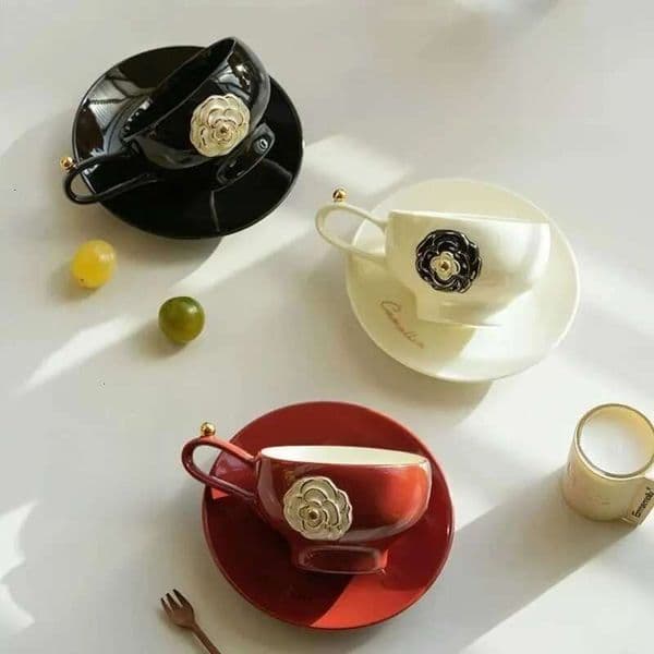 Luxurious 280ml Porcelain Mug With Saucer SetCeramic Coffee CupAfternoon Tea DrinkwareCups For MilkBeerWaterKitchen Accessories Y251111 thumbnail 2