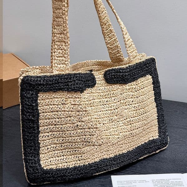 French Lazy Style Lafite Summer New Straw Tote Bag Luxury Brand Style Casual Shoulder Bag