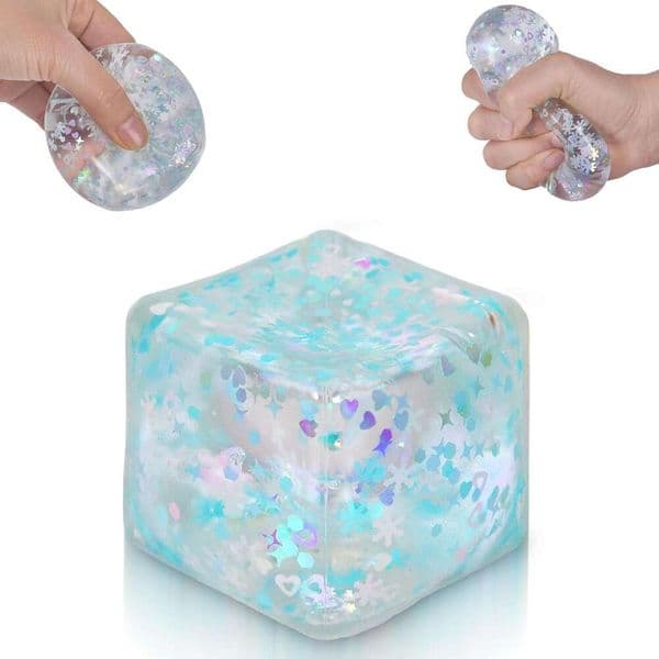 Puffwize Toy, Sensory Fidget Toys Stress Anxiety Relief, Slow Rise Squishy Cube for Kids and Adults, 1.98 Inch Green Snowflake Crush Ice df1