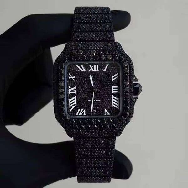 Fully Iced Out Thorn Crown Custom Men's Hip Hop Two Tone Stainless Steel Moissanite Diamond Quartz Watch Business Style