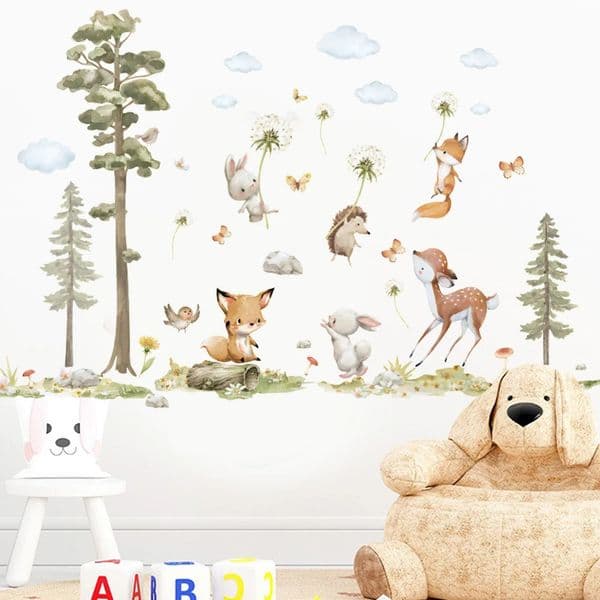 Cartoon Animals decals wall stickers for kids rooms children bedroom 3d vivid poster Decoration murals Beby Favors 260410