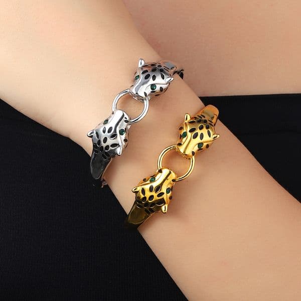 Stainless Steel Designer Bracelet Fashion Minimalist Personality Leopard Head Zircon Temperament Design Bracelets for Women Jewelry Panther Animal Design