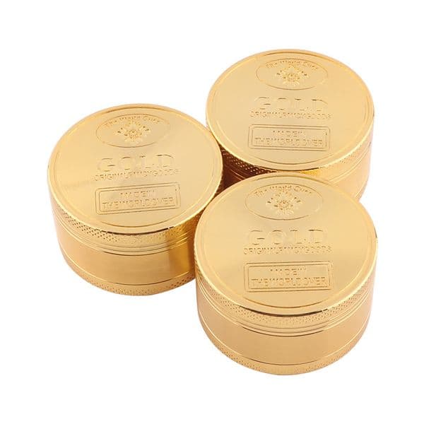 Smoking Pipes Hot selling gold coin style 50MM three-layer flat plate cigarette grinder in stock, alloy cigarette shredder, cigarette grinder