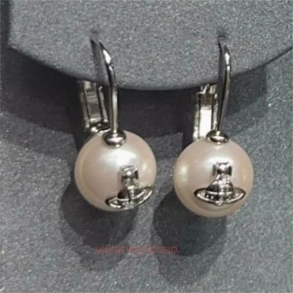 designer earrings vivienes earring DROP Single Pearl Small Saturn Earrings Clips Unisex Personality Earrings