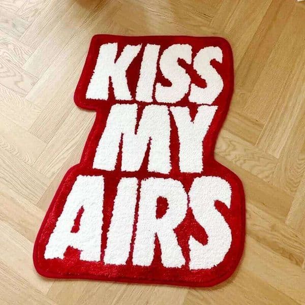 red "Kiss My Air" carpet fluffy carpet, bedroom and living room floor mats, comfortable home decoration gifts 26H0410