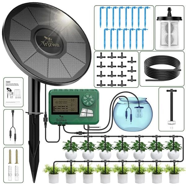 Solar Irrigation System Latest Garden Plant Drip Kit with Display Screen Travel Automatic DIY Watering Timer 260410BJ