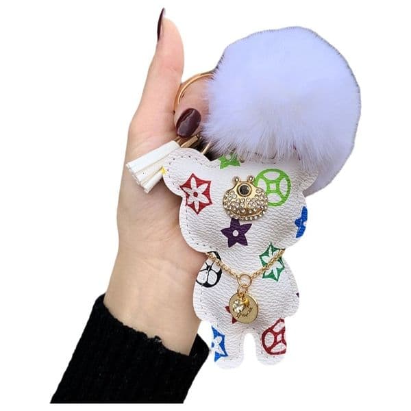 Bear & Leather Charm Creative Fashion Bag & Car Keychain Small Gift &