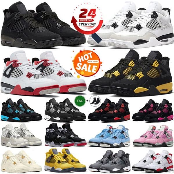 Designer 4s Basketball Shoes 4 For Men Women Black Cat Military Sail Thunder White Oreo Cool Grey Red Sneakers Blue University Outdoors Sneakers