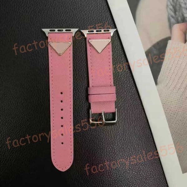 Luxury Designer Watchbands Strap Apple Watch Band 42 38 40 41 44 45 49 mm iwatch 8 7 6 5 4 3 2 Bands For Man Woman Black Leather Letter Print Straps thumbnail 2