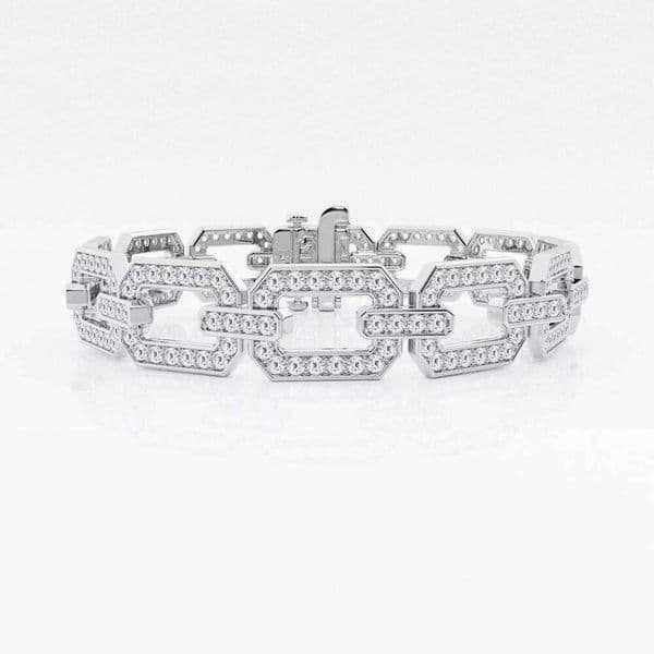 Luxury Moissanite Round Diamond Bracelet in S925 Sterling Silver With Linking Style Iced out Jewelry For Women