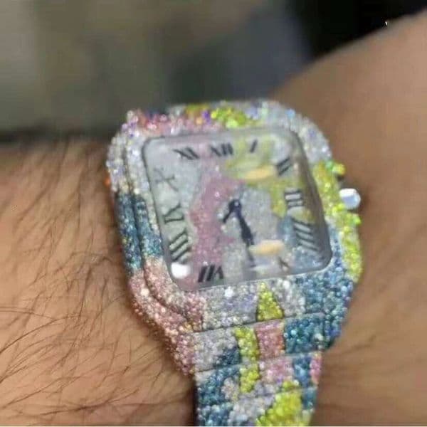 Iced Out Tester High-grade Customized VVS Moissanite Diamond Hip-Hop Electricity Skeleton Watch