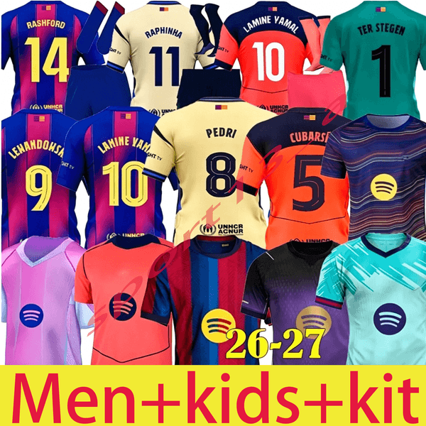 Barcelona Jersey 26 25 27 LAMINE YAMAL Lewandowski Soccer Jerseys 2026 Raphinha FERRAN PEDRI Football Shirt F. DE JONG GAVI CUBARSi Camiseta Men Kid kit Breathable