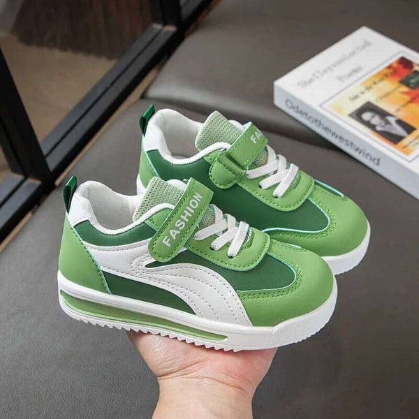 Spring New Leather Upper Sneakers Middle Large Children's Casual Boys and Girls Soft Sole Students Tennis Shoes 26Y0410