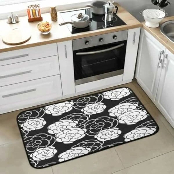 Luxury Designer Decor Designer VIKAMA Floral Camellia Mat For Absorbent Non Slip Black Office Home Floor gift set Runner Rug Kitchen Decor And Accessories Decor 2