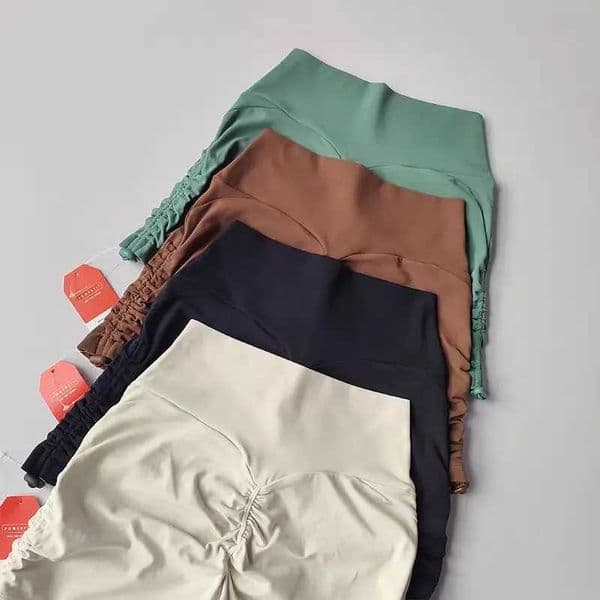 Womens Adjustable Drawstring High Waist Shorts Butt Lifting Tummy Control 3 Biker Shorts for Gym Workout Running Cycling L260410