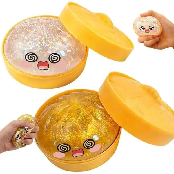 Lemoneon Glitter Dumpling Squishy Mystery Box 2 Pcs - 2026 Upgraded Dumplings Squishes for Adults Teens Squeeze Easter Basket Stuffers & Stocking Stuff Shocked d77
