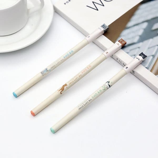 Cat-shaped gel pen 0.38mm ultra-fine tip black smooth writing stationery back-to-school gift0
