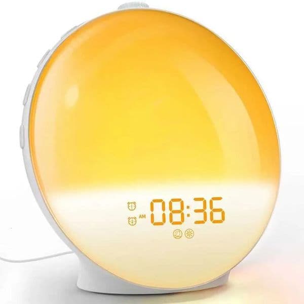 Luxury gift set Designer Decor Wake Up Alarm Sunrise/Sunset Simulation Digital Clock With Night Light FM Radio Desk Clocks Niditon Decoration For Home 17