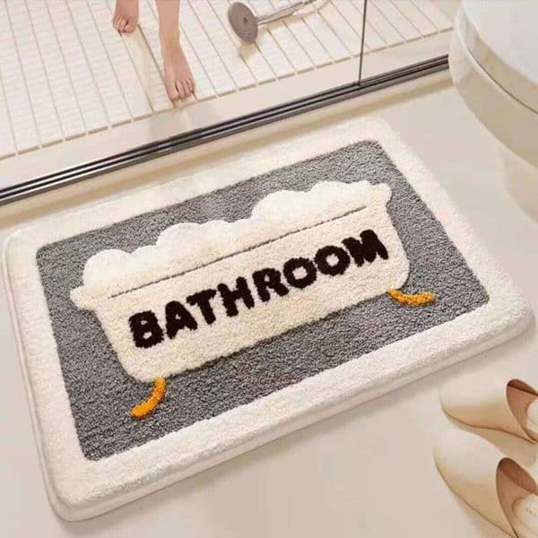 Cartoon-style Bathroom Entry Door Rug, Water Absorbent and Slip-resistant Bedroom Floor Mat, Home Decoration 26H0410
