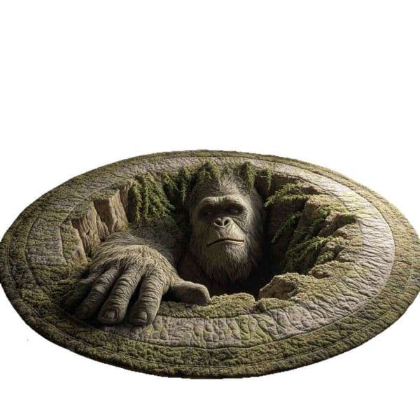 2026 New New Chimpanzee Pattern Round Floor Mat Quilted Digital Print Home Decor Area Rug For Wholesale Designer