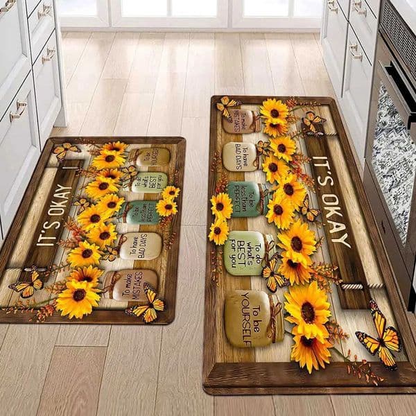 Luxury Designer gift set Decor Sunflower Kitchen Mat Entrance Door Suitable For Living Room Carpet Home Bedroom Lobby Balcony Anti Slip Decoration 1