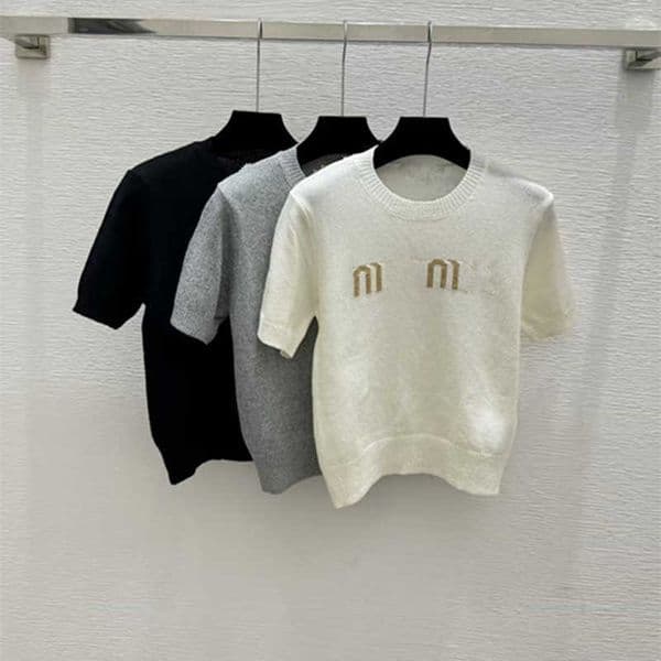 new spring summer fashion jacquard letter simple casual versatile short knit top SKQ4