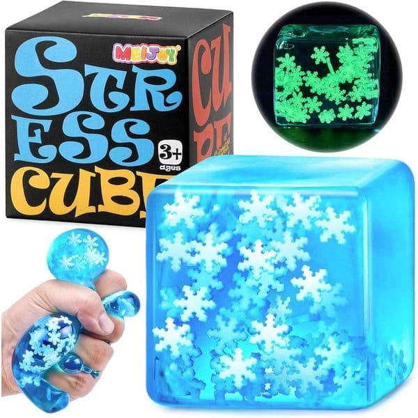 Fidget Adults Cube - Glow in The Dark Snowflakes Sensory with Autism Stress Balls for Kids Teens Squeeze Squishy Toys Easter Basket Stuffers f45
