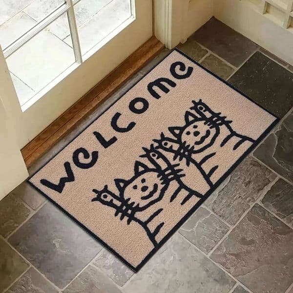 Vintage Cat Living Room Entryway Bedroom Decor Nordic Instagram Style Home Welcome Rug 26H0410