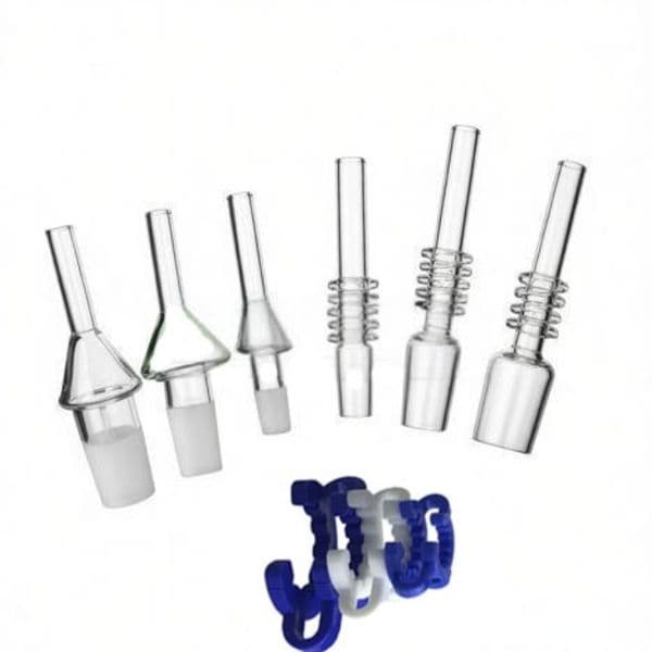 Wholesale 100% Real Quartz 10mm 14mm Male Quartz Tips Drip Insert Quartz Tester Straw Tube Tip Keck Clip for Mini Collector Kits for Smoking