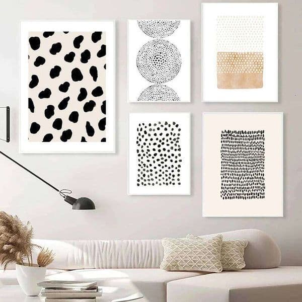Polka Dots Pattern Prints Neutral Wall Art Picture Modern Minimalist Geometric Poster Canvas Painting Bedroom Living Room Decor 26W0410