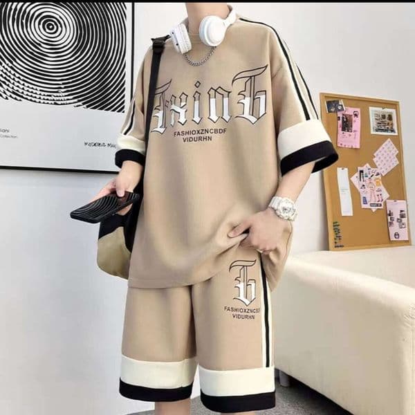 Teen Boys Summer Outfit Men S Ice Silk Waffle Short Sleeve T Shirt Casual Sports Shorts Stylish Set Sportswear Set Running Set Leisure Suit