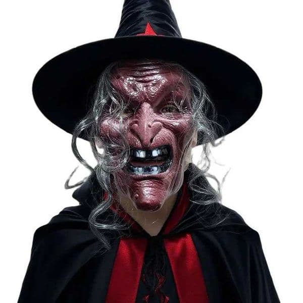 New Halloween Witch Face Mask Scream Terror Sorceress Face Headcovers For Men Women Horror Party Halloween Cosplay Props L260526