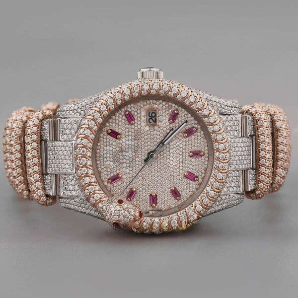 Crafted Wrist Wear Moissanite Diamond Watch a Stainless Steel Body Accessories and It Radiates with VVS Clarity Diamonds