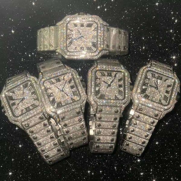 High Quality Hip Hop Luxury Men's Mechanical Full Diamond VVS Iced Out Moissanite Watch