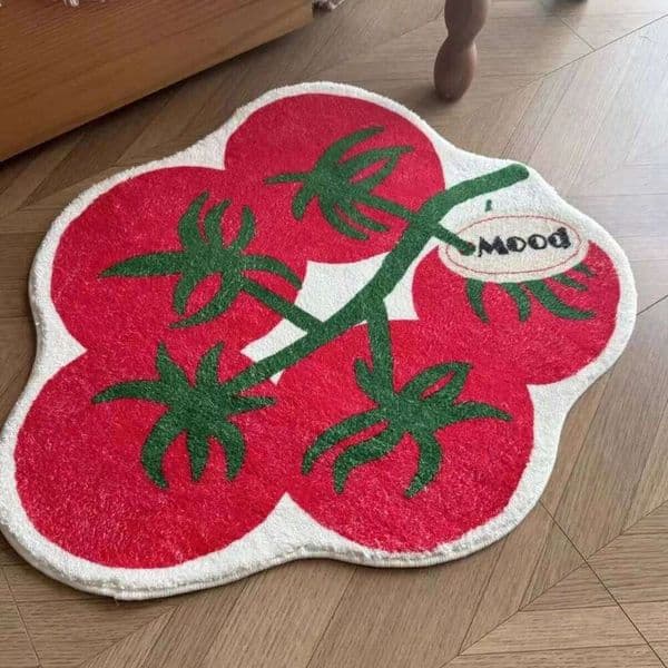 Ins Style Net Red Tomato String Shaped Faux Cashmere Living Room Bedroom Decorative Carpet Bedside Rug Machine Washable 26H0410