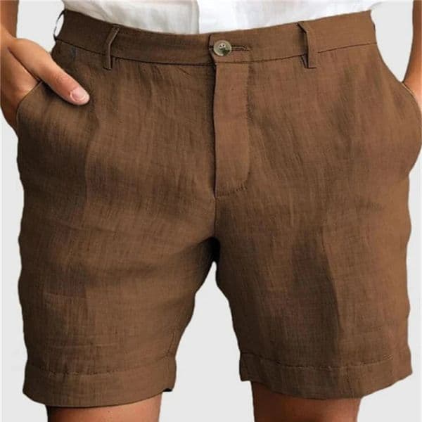 Summer Breathable Casual Linen Shorts Mens Fashionable Zip-up Button Shorts Daily Leisure Loose Straight Solid Color Men Shorts 260408BJ
