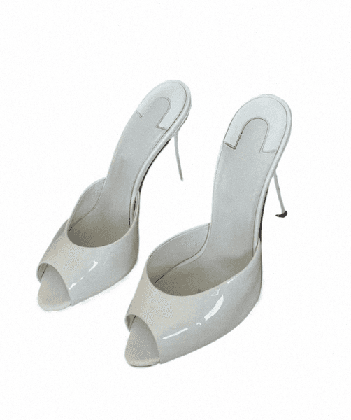 women Design Mules Sandal White Patent Heels Me dolly Mule Sandals Peep Toe Slide Slipper Designer Stiletto Heel Lady Party Wedding Dress pump in 55mm P92v#