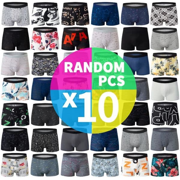 10-piece mens random fashion printed underwear Europe and large size sexy men comfortable wild boyshort elastic waist pants 260409