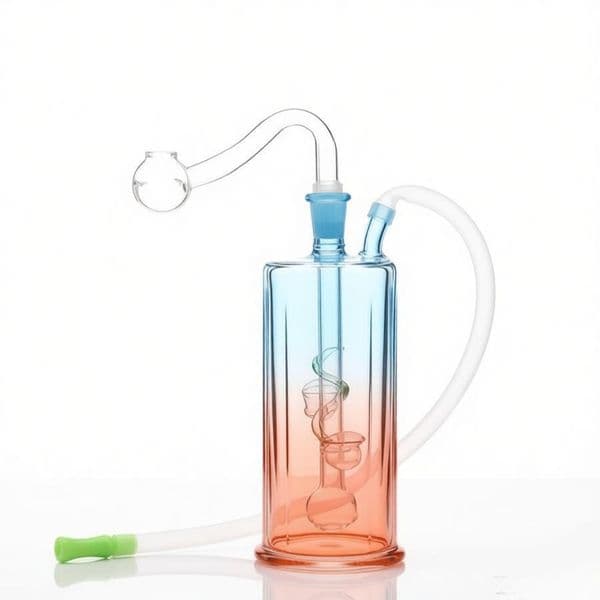 Travel Portable Rainbow Colorful 10mm Female Mini Glass oil burner Bong Thick Heady Water Pipes Hookah Oil Smoking Bongs with silicone hose straw