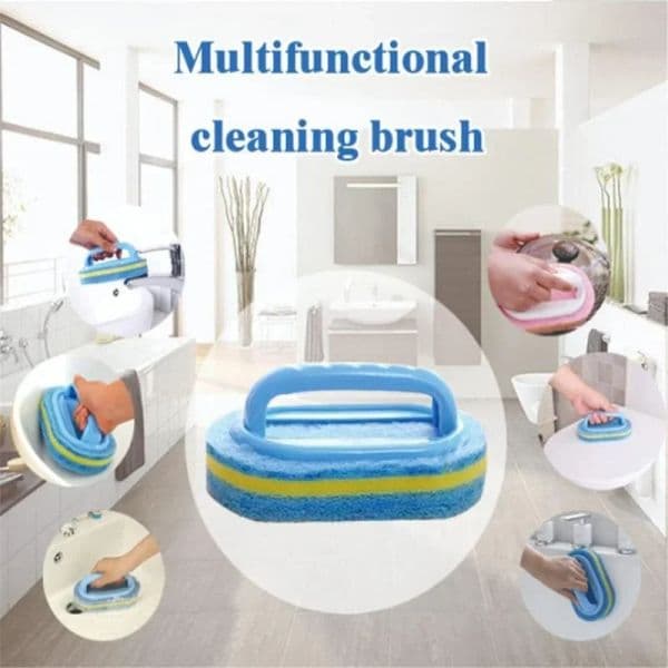 Sponge Cleaning Brush With Handle Bathtub Tile Scrub Brush Kitchen Bathroom Cleaning Sponge Brush Household Bar Dining Cleaning Supplies Tools