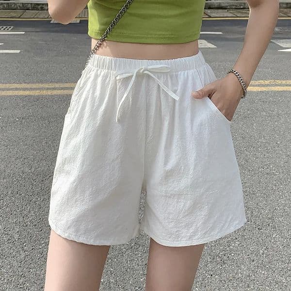 Casual Linen Shorts Women Gym Workout Cotton Summer Big Size Loose Home Beach Lace Up 260409