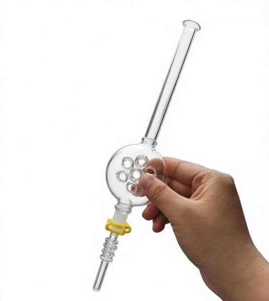Newest Creative 7hole Mini Glass Collector Kit with 10mm male Quartz Tip mini glass Oil burner Concentrate Pipes for Smoking water bong Pipe