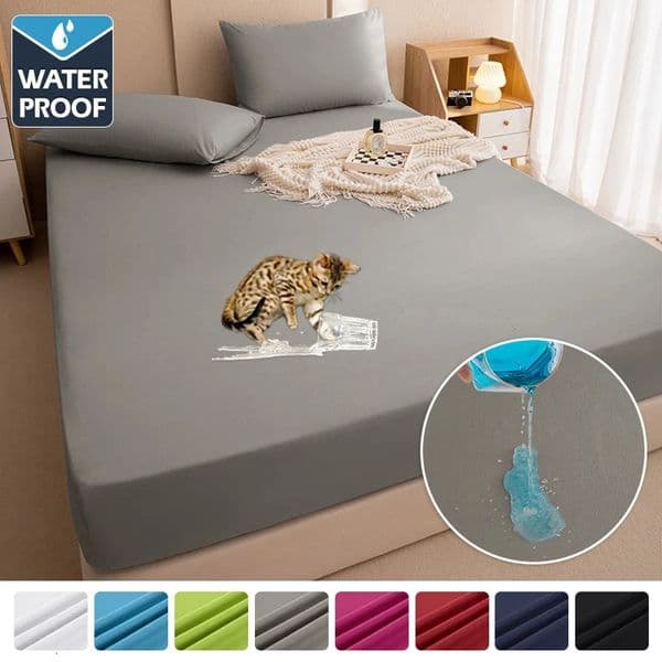Waterproof Bed Cover Fitted Bed Sheets With Elastic Band Anti-slip Adjustable Mattress Protector Double Fitted Sheet 160/180x200 260408