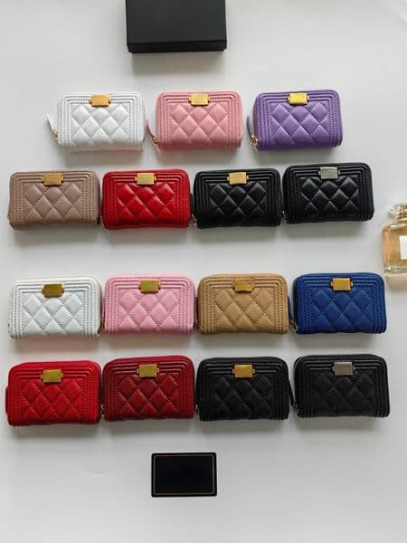 Women's sheepskin mini wallet clip zipper small wallet designer wallet multifunctional passport luxury wallet coin wallet clip portable wallet
