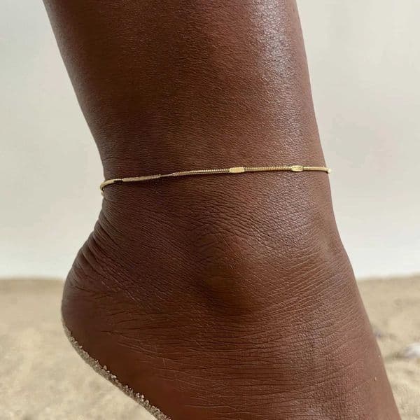 Womens Dainty Squashed Snake Chain Anklets Jewelry Gold Color Stainless Steel Minimalist Anklet For Daily Beach Holiday X260410